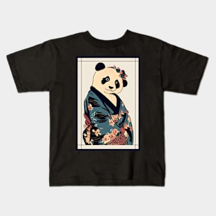 Panda japanese with kimono vintage Kids T-Shirt